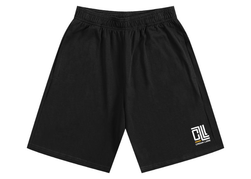 Black shorts with a logo