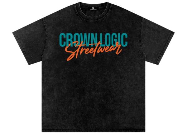 Black t-shirt with 'Crown Logic Streetwear'