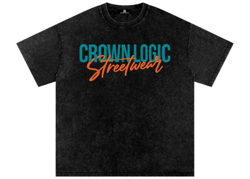 Black t-shirt with 'Crown Logic Streetwear'