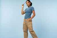 Crown Logic Curve Fitted Blue Street Tee - White/Black