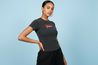 Dark gray t-shirt with red
