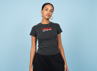 Crown Logic Curve Fitted Black Street Tee - Red/White