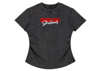 Crown Logic Curve Fitted Black Street Tee - Red/White