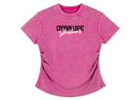 Pink t-shirt with 'Crown Logic Streetwear'
