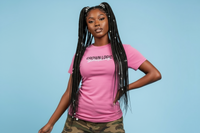 Crown Logic Curve Fitted Hot Pink Street Tee - Black/White