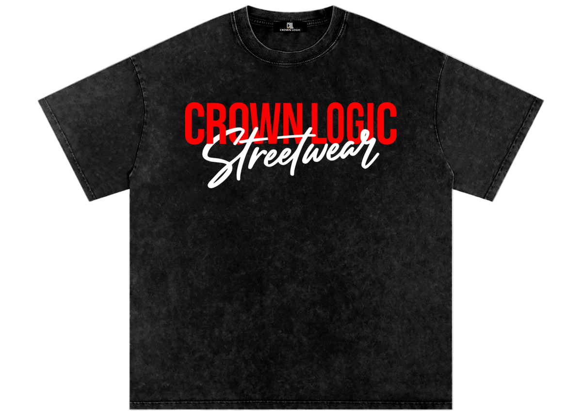 Black t-shirt with 'Crown Logic Streetwear'