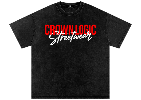 Black t-shirt with 'Crown Logic Streetwear'