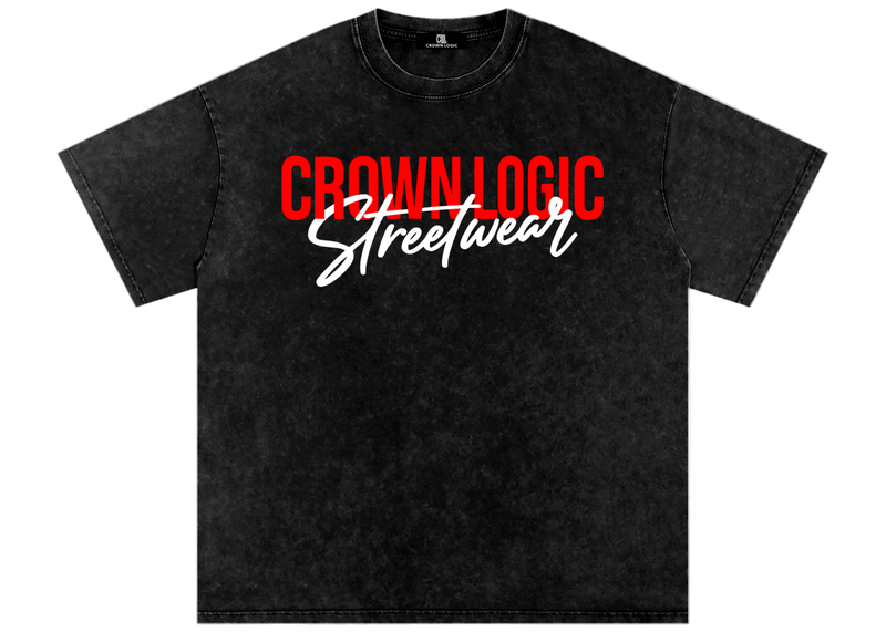 Black t-shirt with 'Crown Logic Streetwear'
